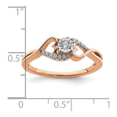 14K Rose Gold 1/8 ct tw Diamond Side Hearts Ring – view 3