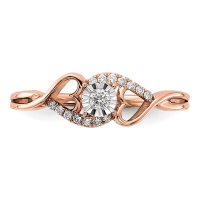 14K Rose Gold 1/8 ct tw Diamond Side Hearts Ring – view 5