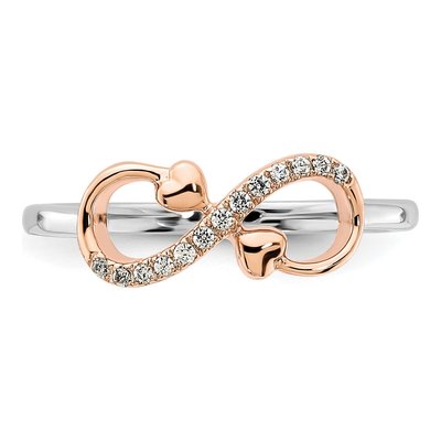 10K Two-Tone Gold 1/15 ct tw Diamond Infinity Hearts Ring – view 4