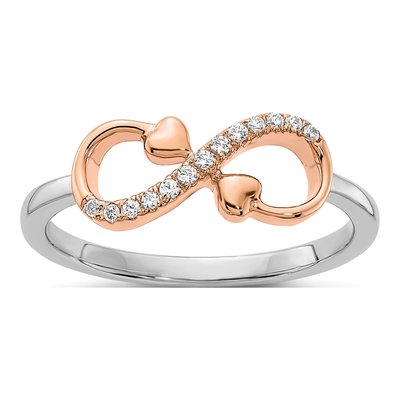 14K Two-Tone Gold 1/15 ct tw Diamond Infinity Hearts Ring