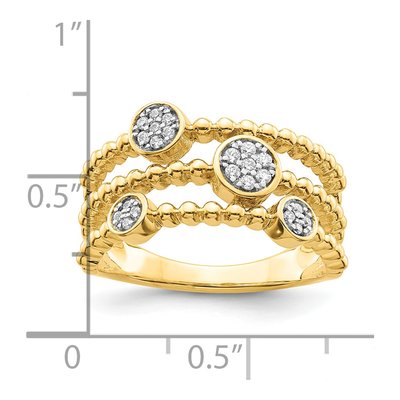 14K Yellow Gold 1/8 ct tw Diamond Pave Multi-Band Ring – view 3