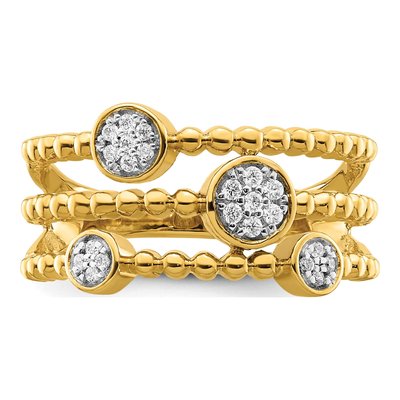 14K Yellow Gold 1/8 ct tw Diamond Pave Multi-Band Ring – view 5
