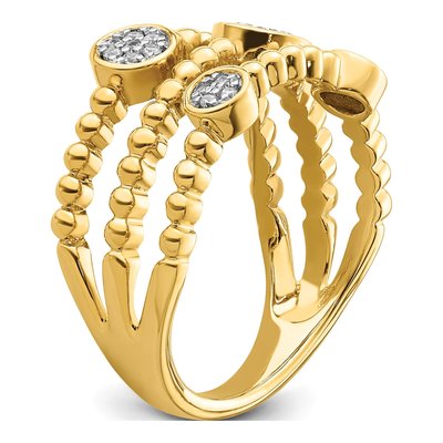 14K Yellow Gold 1/8 ct tw Diamond Pave Multi-Band Ring – view 7