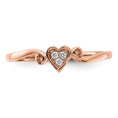 10K Rose Gold Diamond Heart Ring – view 4