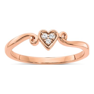14K Rose Gold Diamond Heart Ring