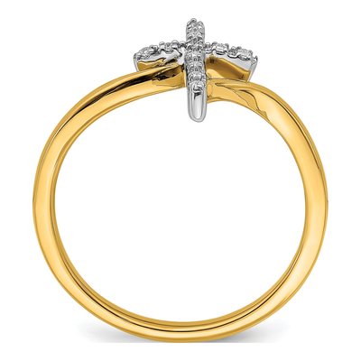 14K Two-Tone Gold 1/20 ct tw Diamond Cross Ring – view 2