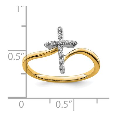 14K Two-Tone Gold 1/20 ct tw Diamond Cross Ring – view 3