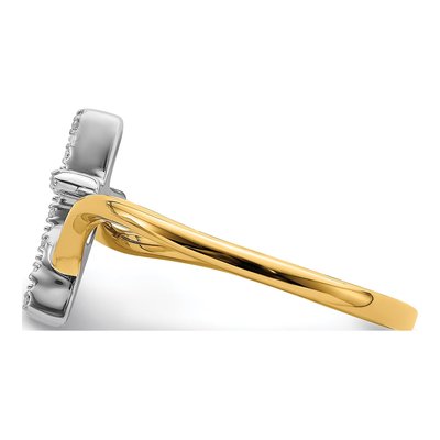 14K Two-Tone Gold 1/20 ct tw Diamond Cross Ring – view 4