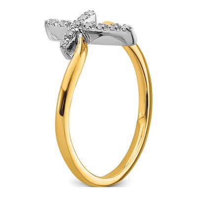 14K Two-Tone Gold 1/20 ct tw Diamond Cross Ring – view 7