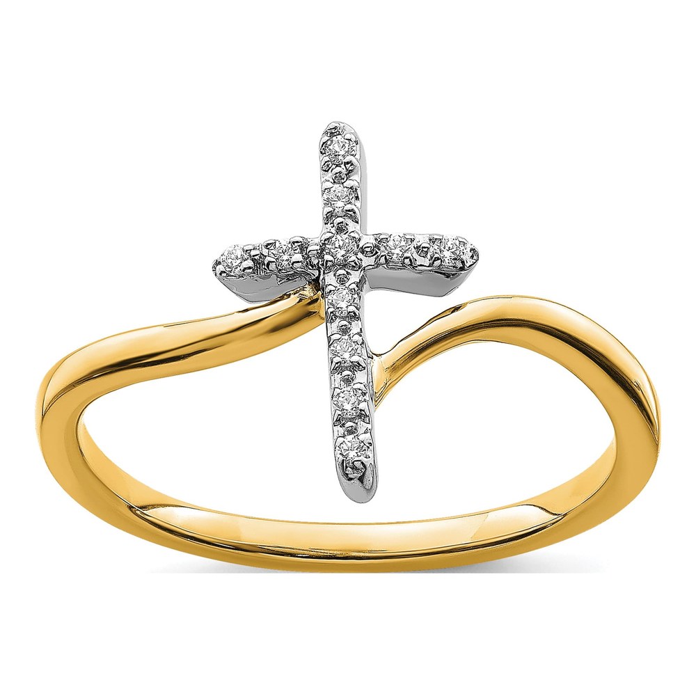 14K Two-Tone Gold 1/20 ct tw Diamond Cross Ring