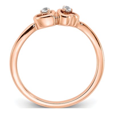 14K Rose Gold 1/20 ct tw Diamond Double Heart Ring – view 3