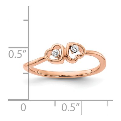 14K Rose Gold 1/20 ct tw Diamond Double Heart Ring – view 4