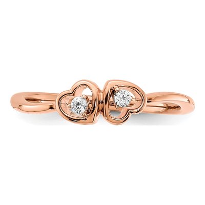 14K Rose Gold 1/20 ct tw Diamond Double Heart Ring – view 7