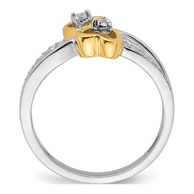 14K Two-Tone Gold 1/20 ct tw Diamond Double Heart Ring – view 3
