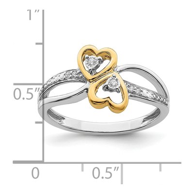 14K Two-Tone Gold 1/20 ct tw Diamond Double Heart Ring – view 4