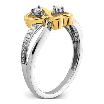 14K Two-Tone Gold 1/20 ct tw Diamond Double Heart Ring – view 8