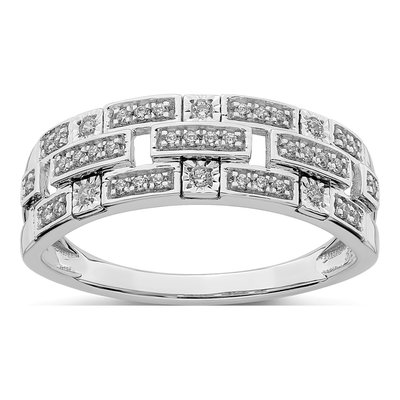 14K White Gold 1/6 ct tw Diamond Blocks Ring