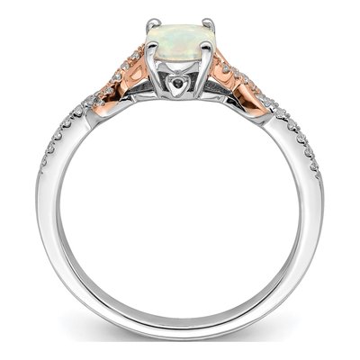 14K Two-Tone Gold 1/10 ct tw Opal & Diamond Oval Ring – view 3