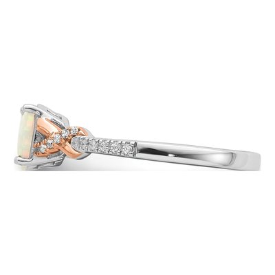 14K Two-Tone Gold 1/10 ct tw Opal & Diamond Oval Ring – view 4