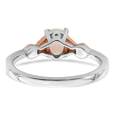 14K Two-Tone Gold 1/10 ct tw Opal & Diamond Oval Ring – view 5