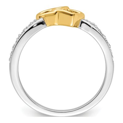 14K Two-Tone Gold 1/20 ct tw Diamond Double Heart Ring – view 3