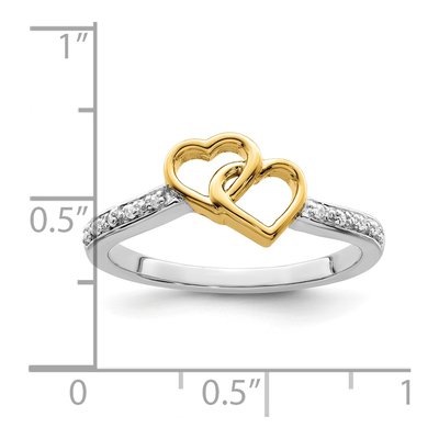 14K Two-Tone Gold 1/20 ct tw Diamond Double Heart Ring – view 4