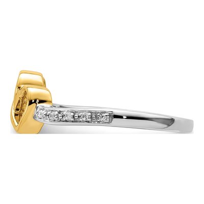 14K Two-Tone Gold 1/20 ct tw Diamond Double Heart Ring – view 5