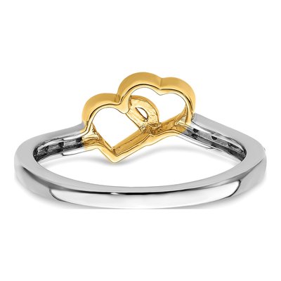 14K Two-Tone Gold 1/20 ct tw Diamond Double Heart Ring – view 7