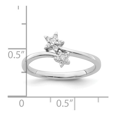 14K White Gold 1/10 ct tw Diamond Two Stars Bypass Ring – view 3