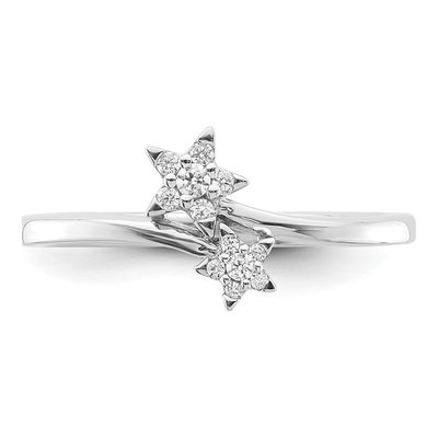 14K White Gold 1/10 ct tw Diamond Two Stars Bypass Ring – view 5