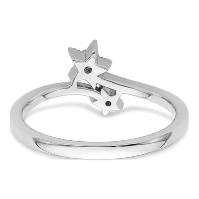 14K White Gold 1/10 ct tw Diamond Two Stars Bypass Ring – view 6
