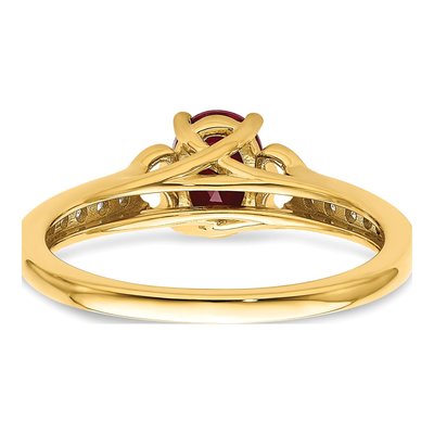 14K Yellow Gold 1/8 ct tw Ruby & Diamond Oval Side-Hearts Ring – view 6
