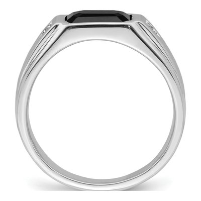 Men's 14K White Gold Onyx & Diamond Octagon Ring – view 2