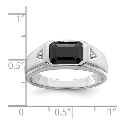 Men's 14K White Gold Onyx & Diamond Octagon Ring – view 3