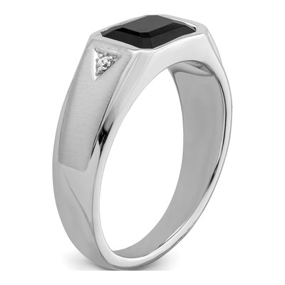 Men's 14K White Gold Onyx & Diamond Octagon Ring – view 6