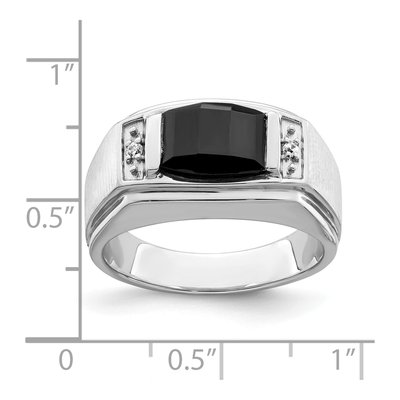 Men's 14K White Gold Onyx & Diamond Barrel Ring – view 2