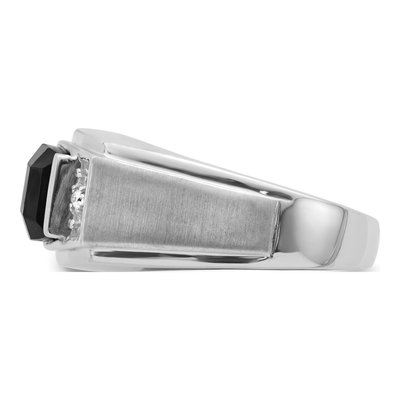 Men's 14K White Gold Onyx & Diamond Barrel Ring – view 3