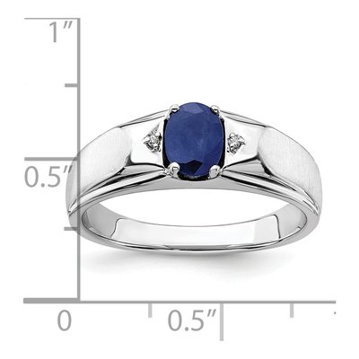 Men's 14K White Gold Sapphire & Diamond Oval Ring – view 2