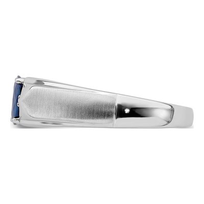 Men's 14K White Gold Sapphire & Diamond Oval Ring – view 3