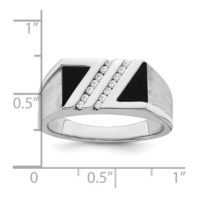 Men's 14K White Gold 1/6 ct tw Onyx & Diamond Triangle Ring – view 2