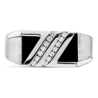 Men's 14K White Gold 1/6 ct tw Onyx & Diamond Triangle Ring – view 4