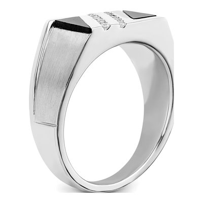 Men's 14K White Gold 1/6 ct tw Onyx & Diamond Triangle Ring – view 6