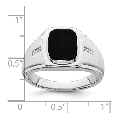 Men's 14K White Gold 1/15 ct tw Onyx & Diamond Cushion Ring – view 2