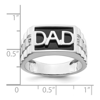 Men's 14K White Gold Onyx & Diamond DAD Ring – view 3