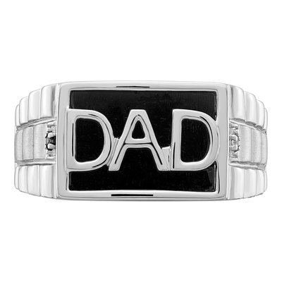 Men's 14K White Gold Onyx & Diamond DAD Ring – view 5