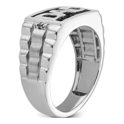 Men's 14K White Gold Onyx & Diamond DAD Ring – view 7