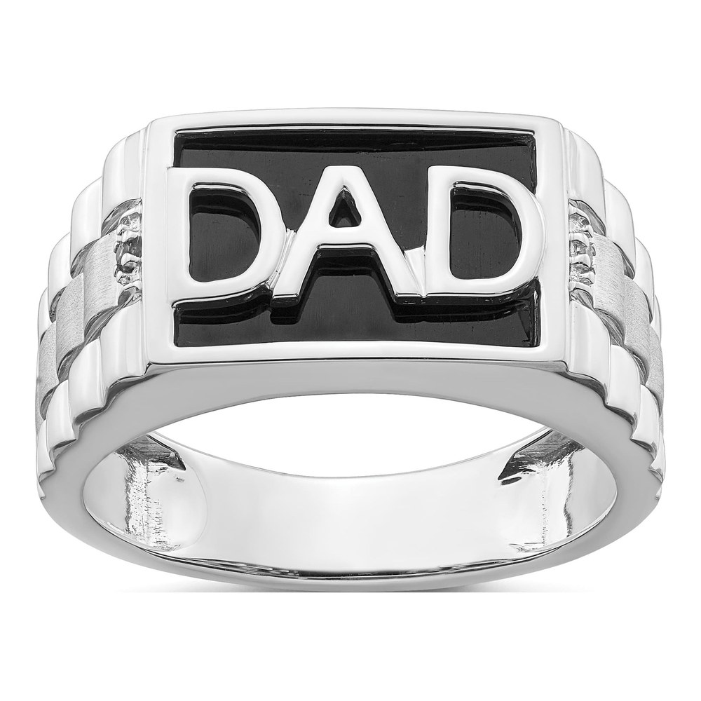 Men's 14K White Gold Onyx & Diamond DAD Ring
