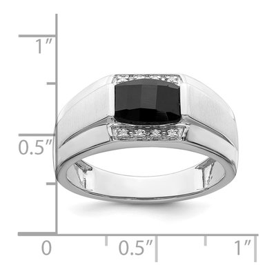 Men's 14K White Gold Onyx & Diamond Barrel Ring – view 3