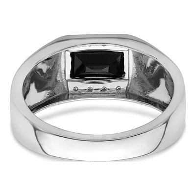 Men's 14K White Gold Onyx & Diamond Barrel Ring – view 6
