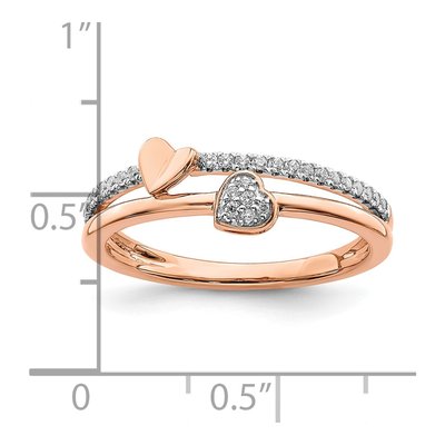 14K Rose Gold 1/8 ct tw Diamond Two Hearts Ring – view 5